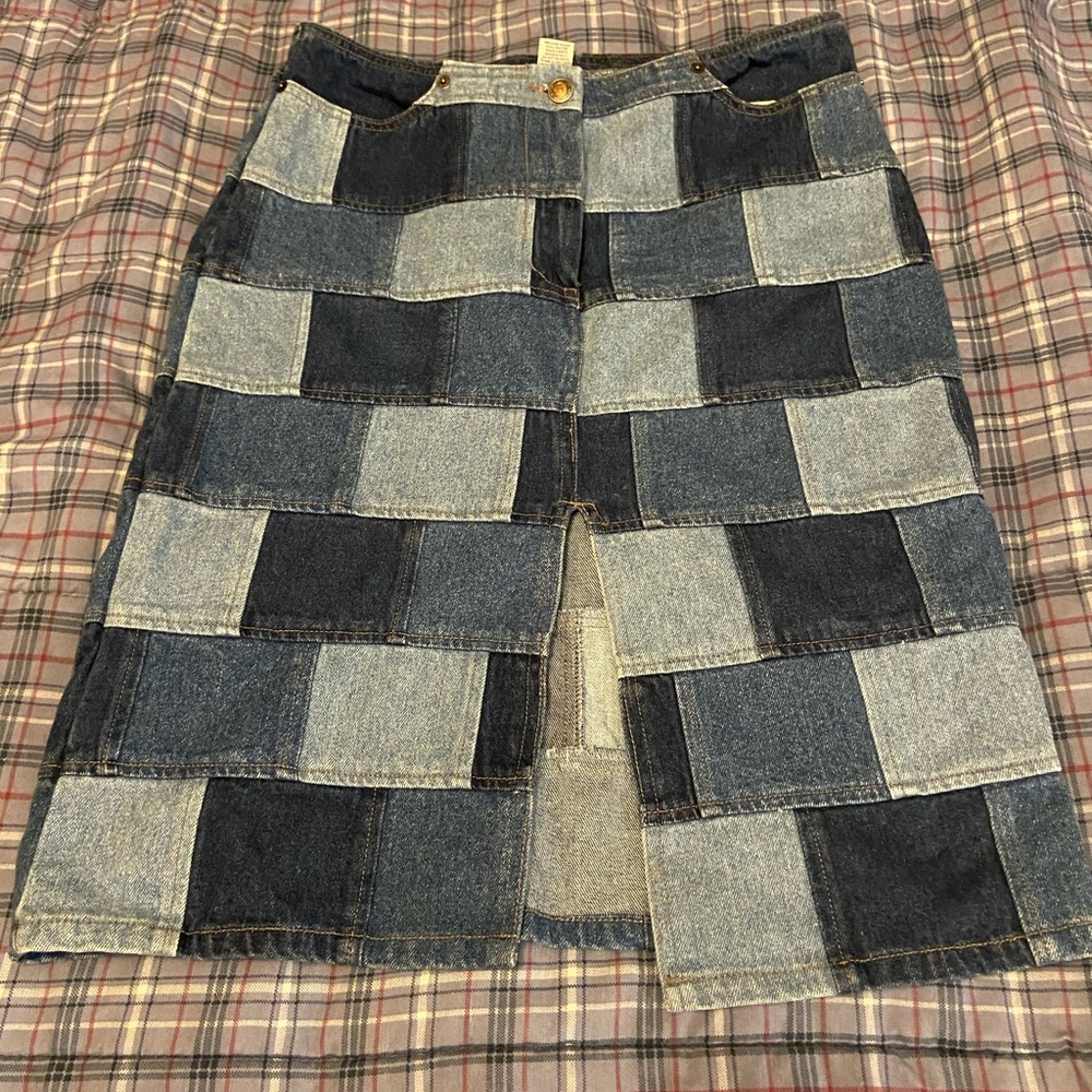 D’Mode Classix Patchwork Jean Skirt